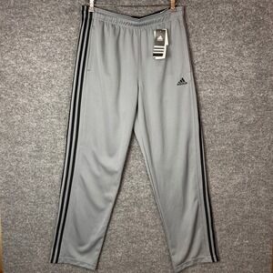 NEW Adidas All Day Pant Large Gray Black 3 Stripe Track Sweatpants